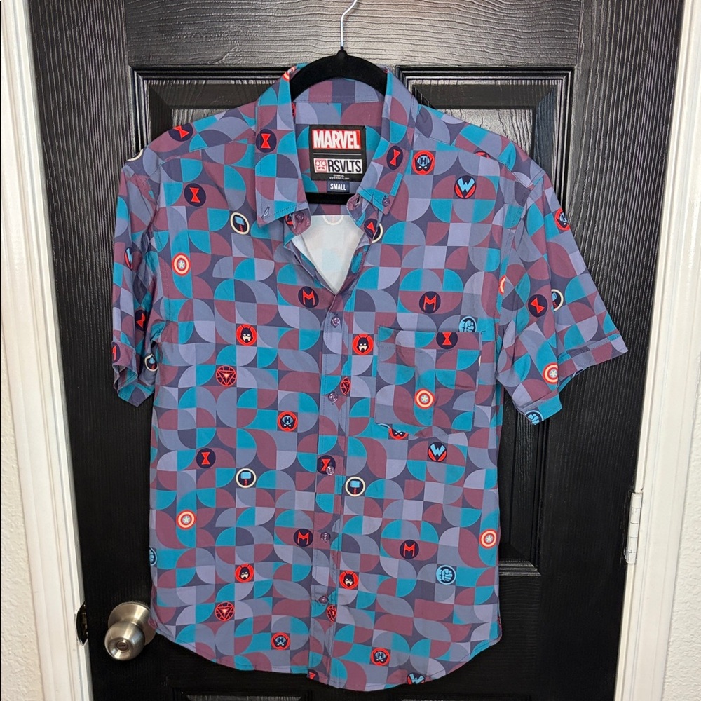 RSVLTS Marvel Avengers Men's Geometric Shirt - Blue and Red